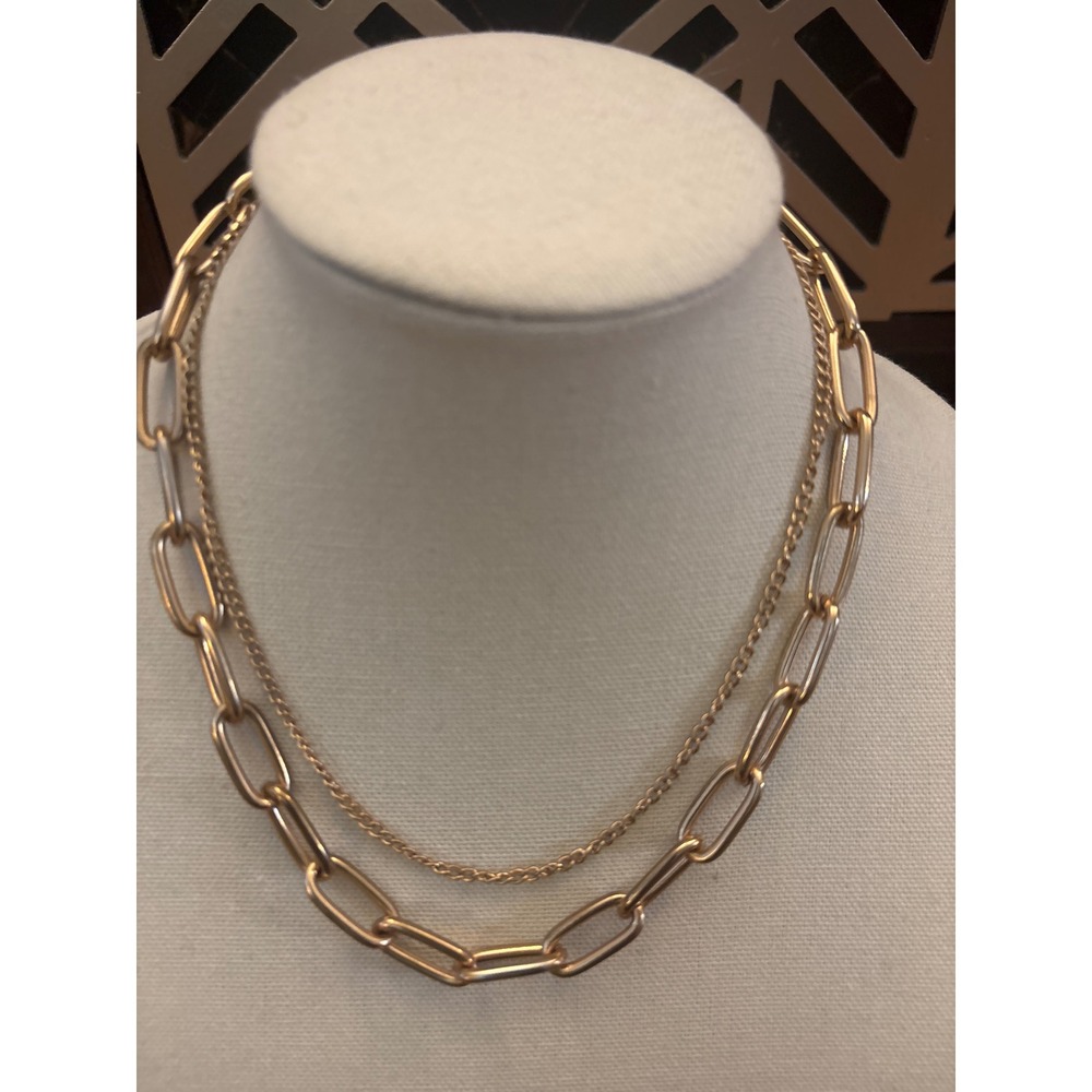 Unbrandedโ Layered Necklace Women OS Gold Excellent Paperclip Curb Chain Chunky